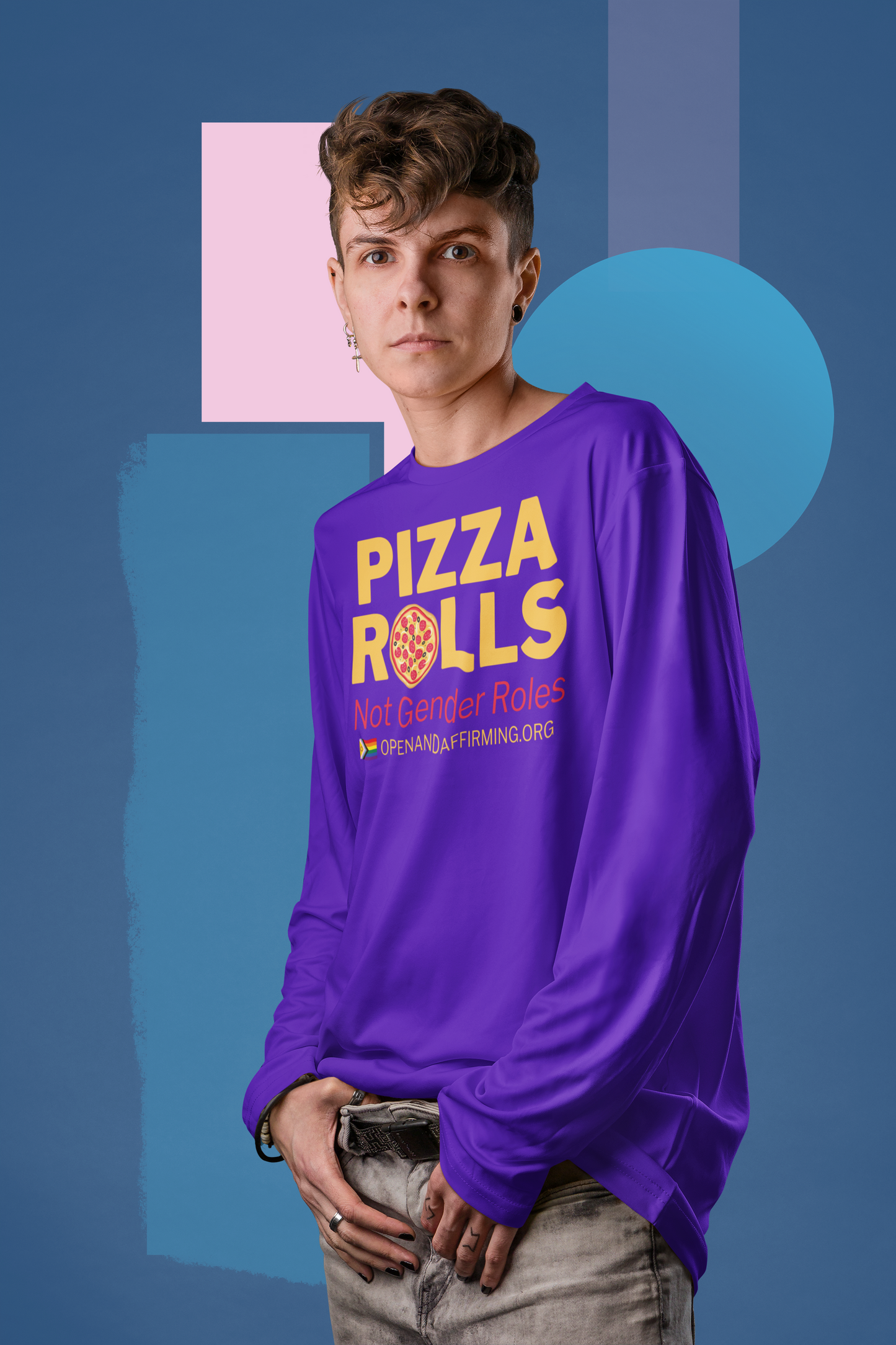 ONA Gender Rolls Not Pizza Roles Long Sleeve T-shirt (Purple)